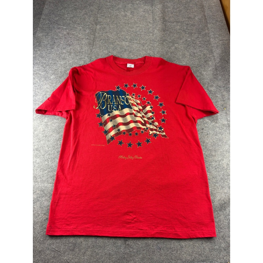 Vintage 1996 Branson USA Mickey Gilley Theatre T-Shirt Red XL Delta 90s Tee